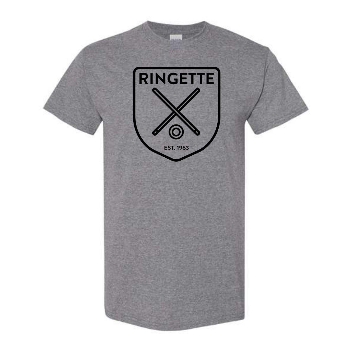 Ringette Crest Tee | Black on Athletic Grey (YOUTH)