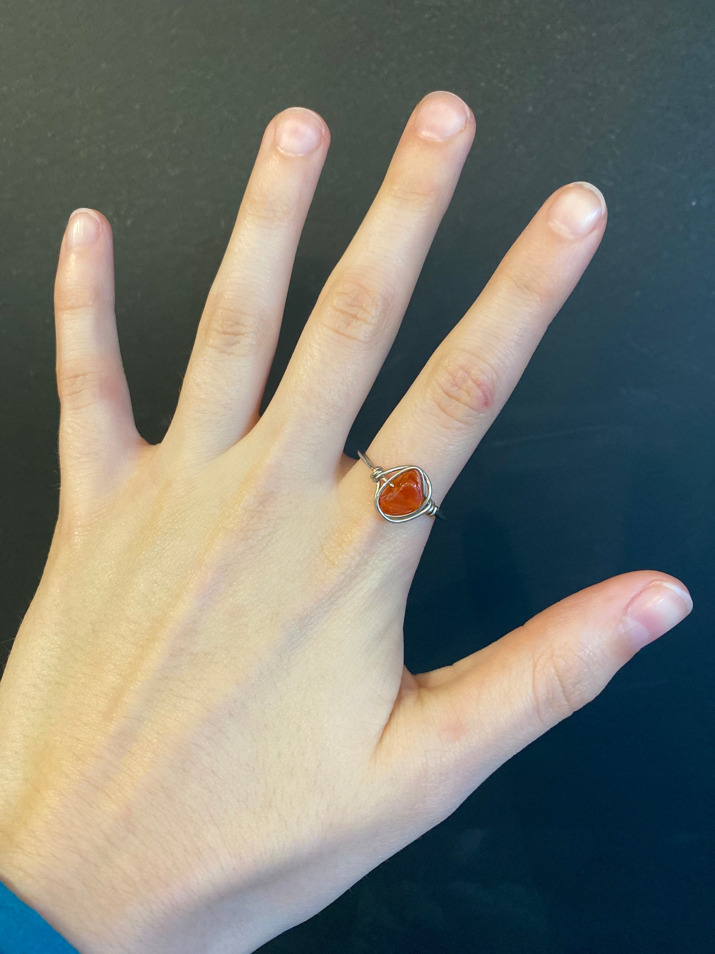 Carnelian Chip Crystal Ring