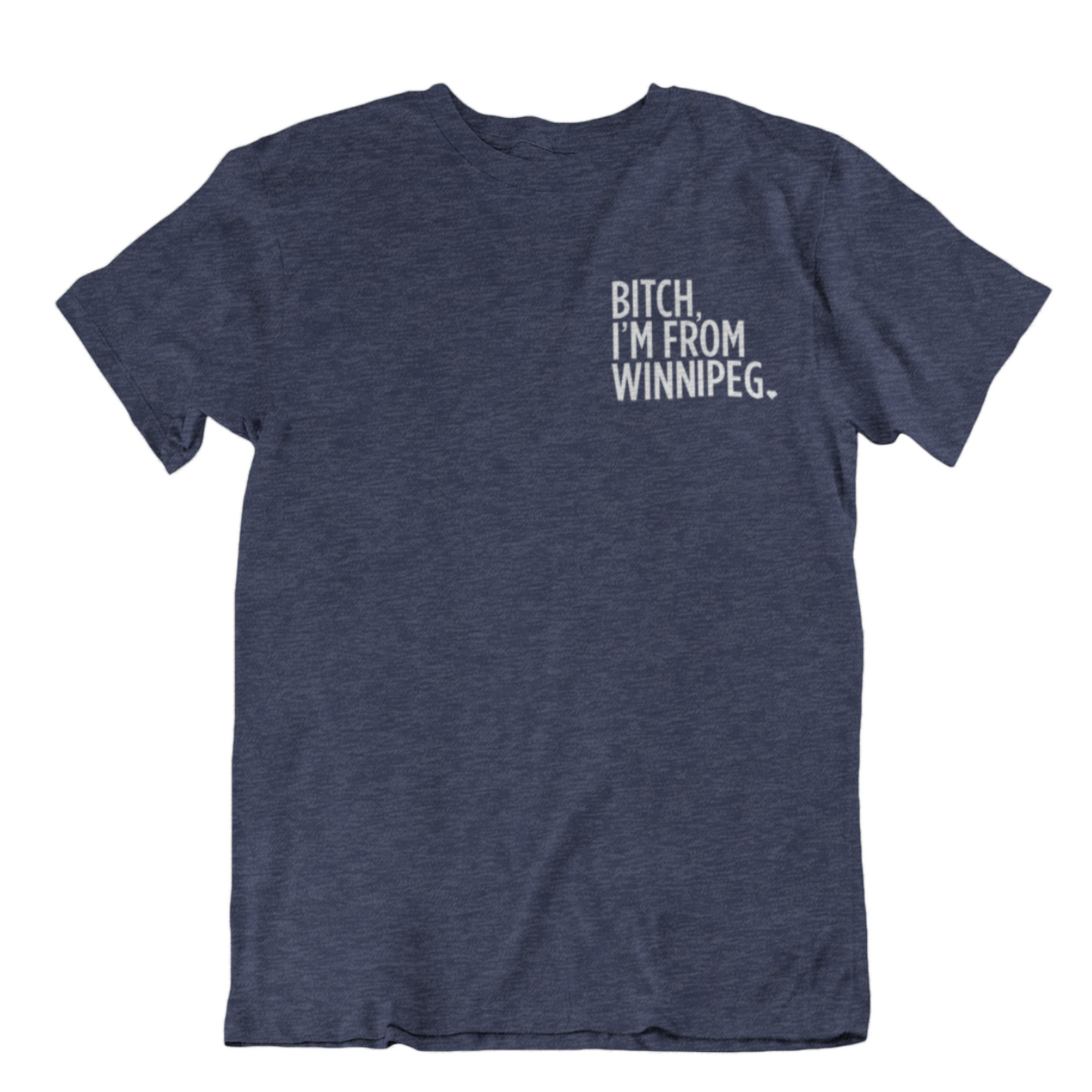 Bitch, I'm From Winnipeg Tee | White on Heather Navy