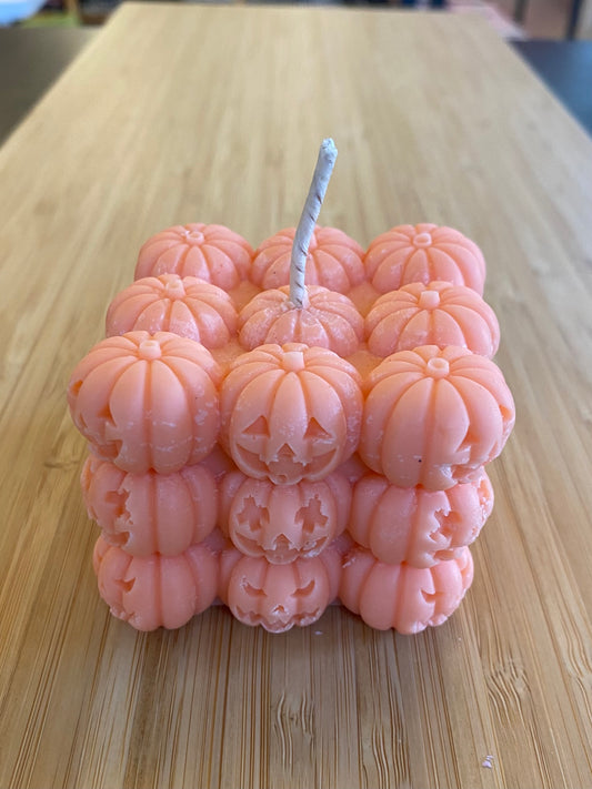 Orange Jackolantern Cube Candle