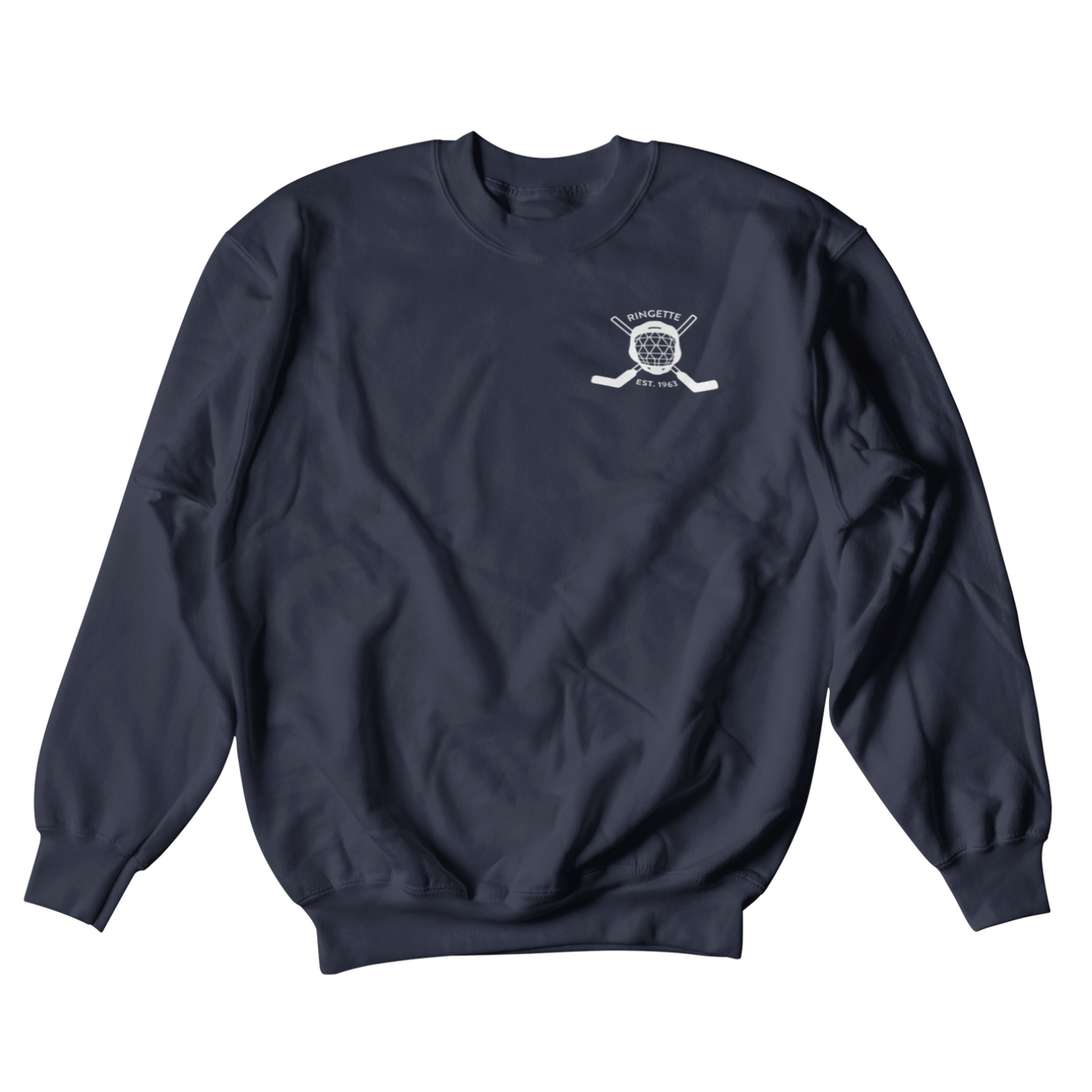 Ringette Goalie Crewneck | White on Navy (ADULT)