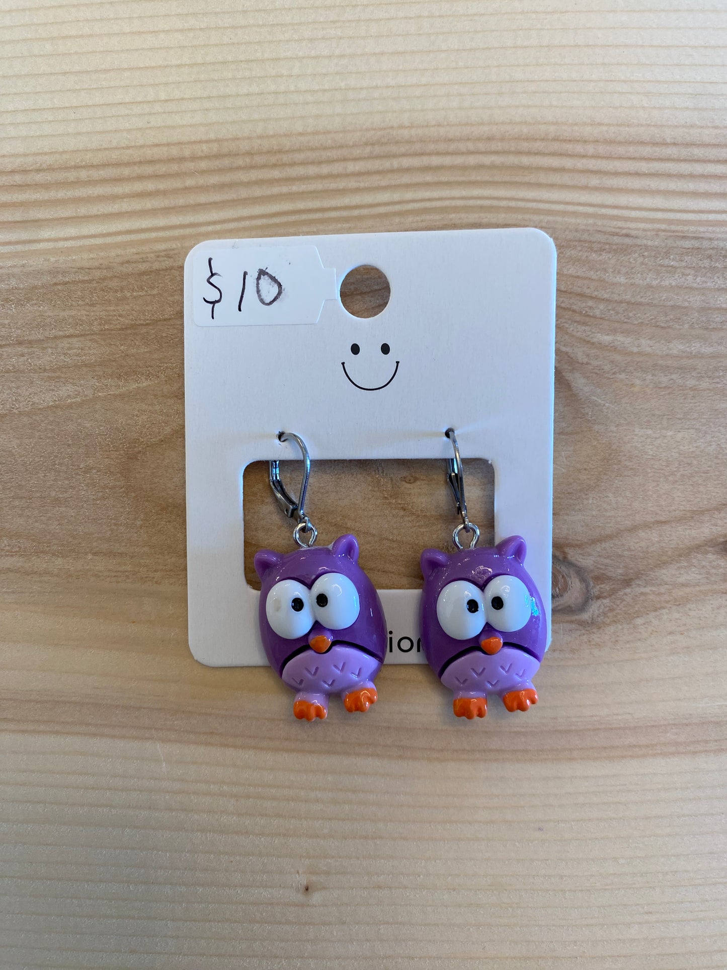 Purple Owl Earrings