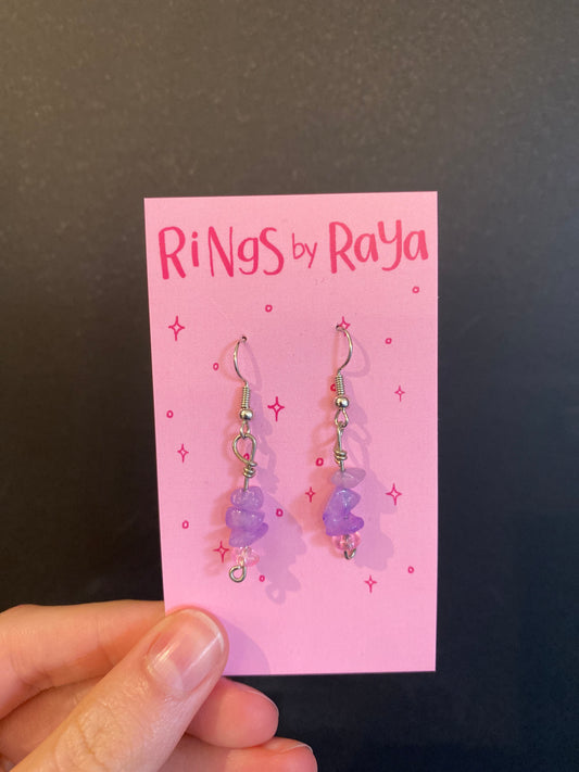 Purple Quartzite Crystal Earrings