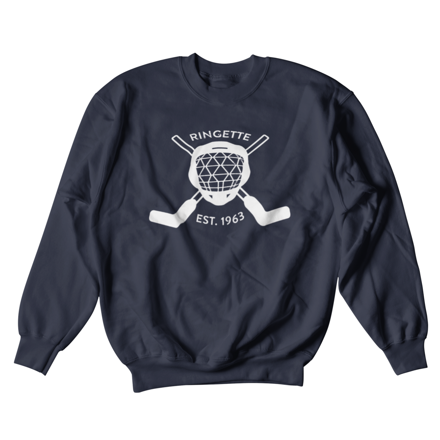 Ringette Goalie Crewneck | White on Navy (ADULT)