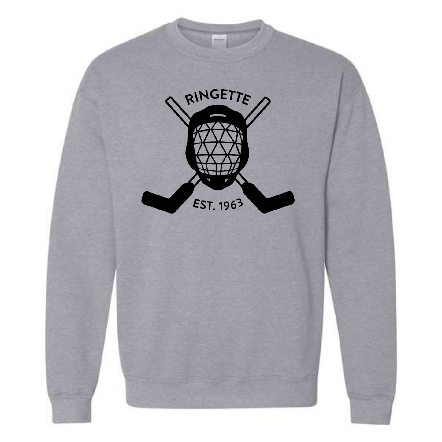 Ringette Goalie Crewneck | Black on Athletic Grey (ADULT)