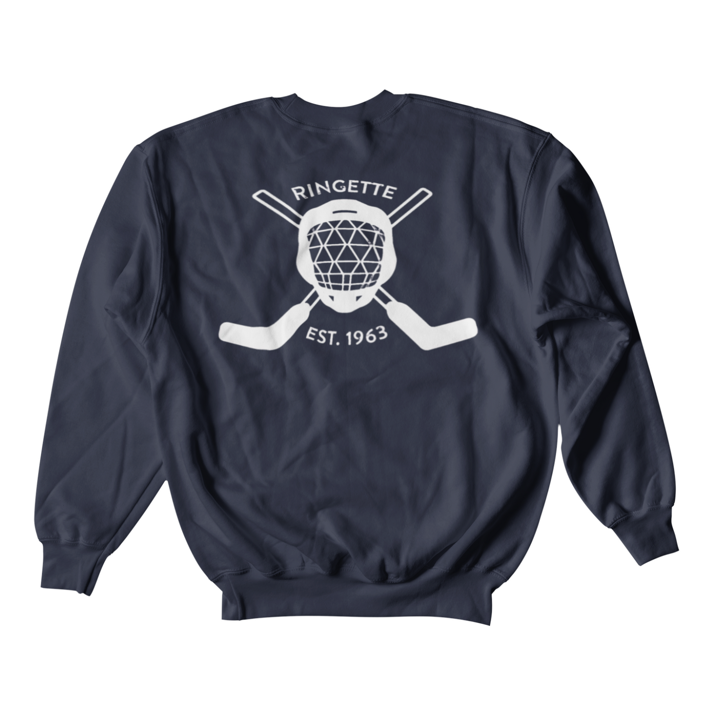 Ringette Goalie Crewneck | White on Navy (ADULT)