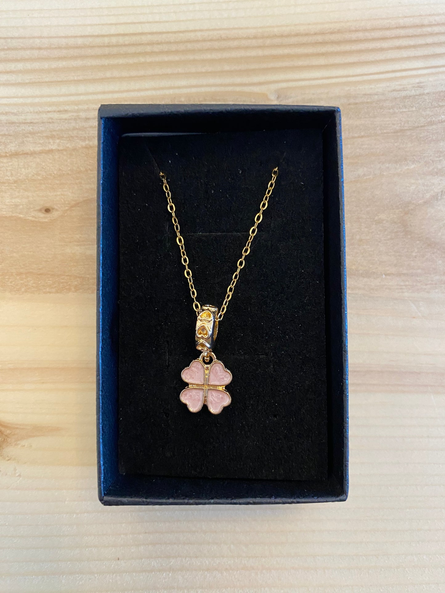 Pink Four-Leaf Clover Necklace