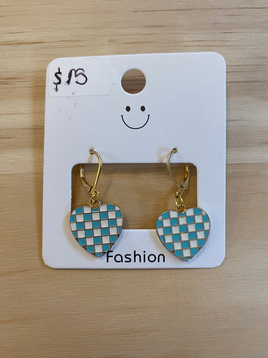 Checkered Heart Earrings