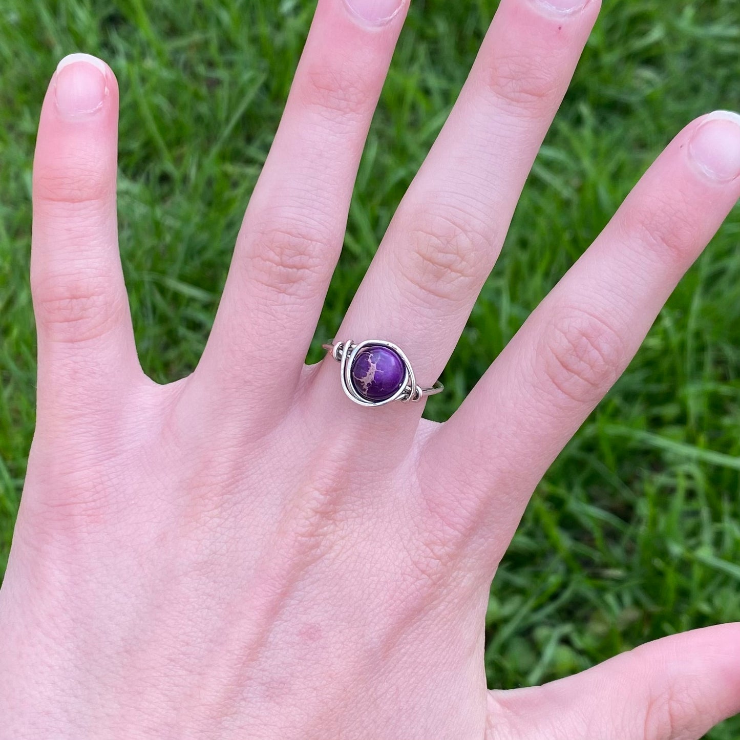 Purple Jasper Crystal Ring