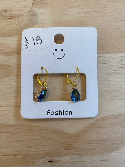 Blue Green Jewel Drop Earrings