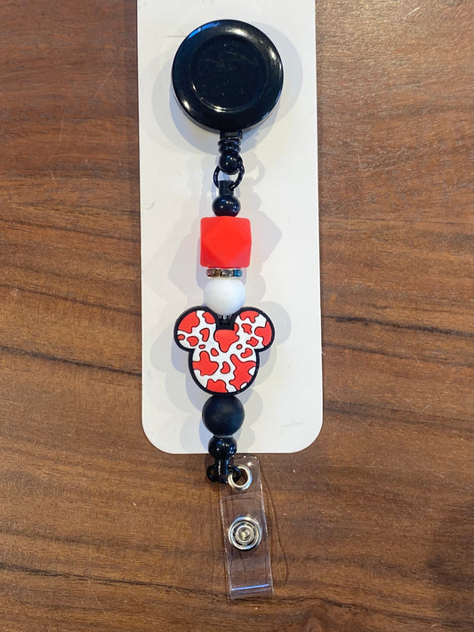 Red Mickey Mouse Badge Holder