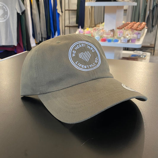 WHW Lifestyle Dad Hat | White on Olive