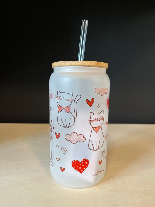 Cats Frosted Glass Tumbler