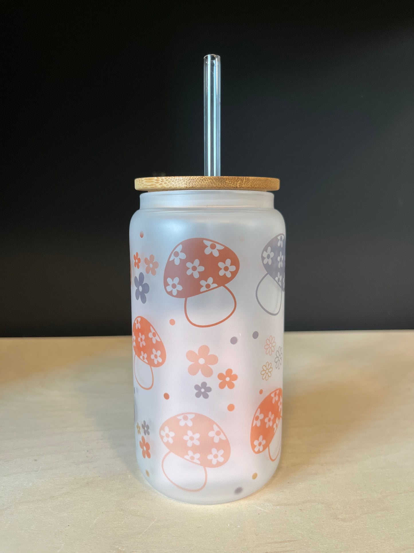 Mushroom Frosted Glass Tumbler