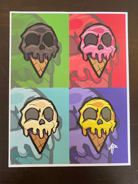 Skull Ice Cream Cone Print