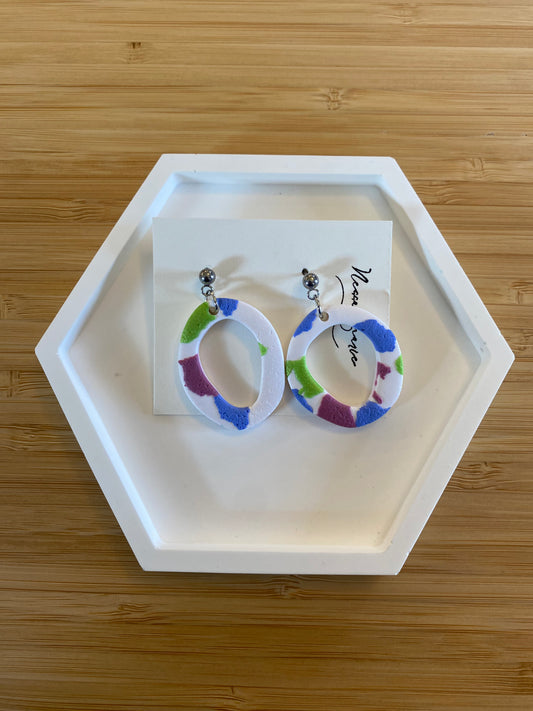 Purple Green and Blue Hoop Earrings