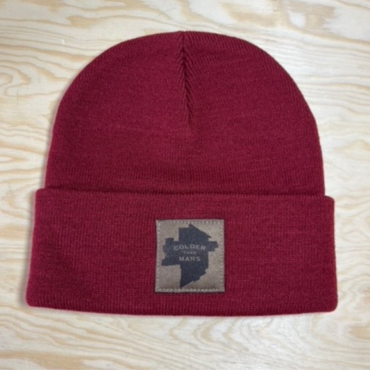 Colder Than Mars Toque | Chestnut on Maroon