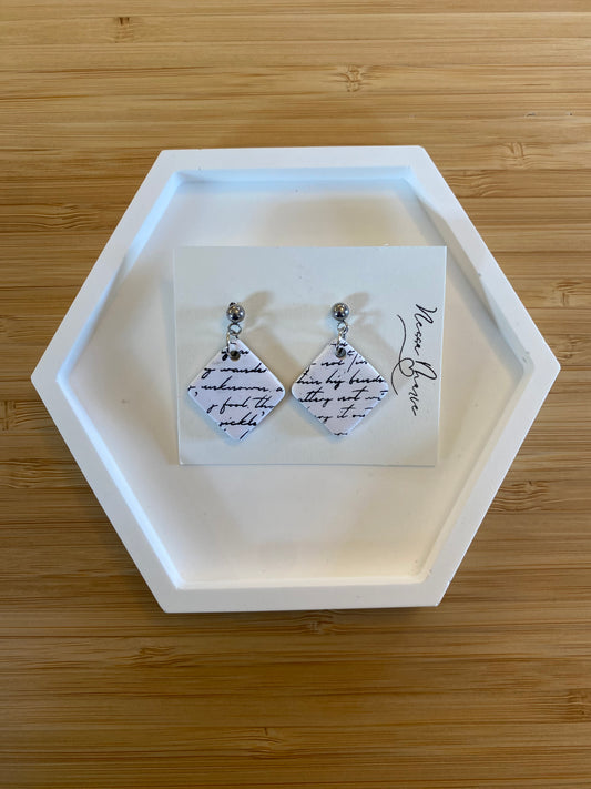 Square Writing Earrings