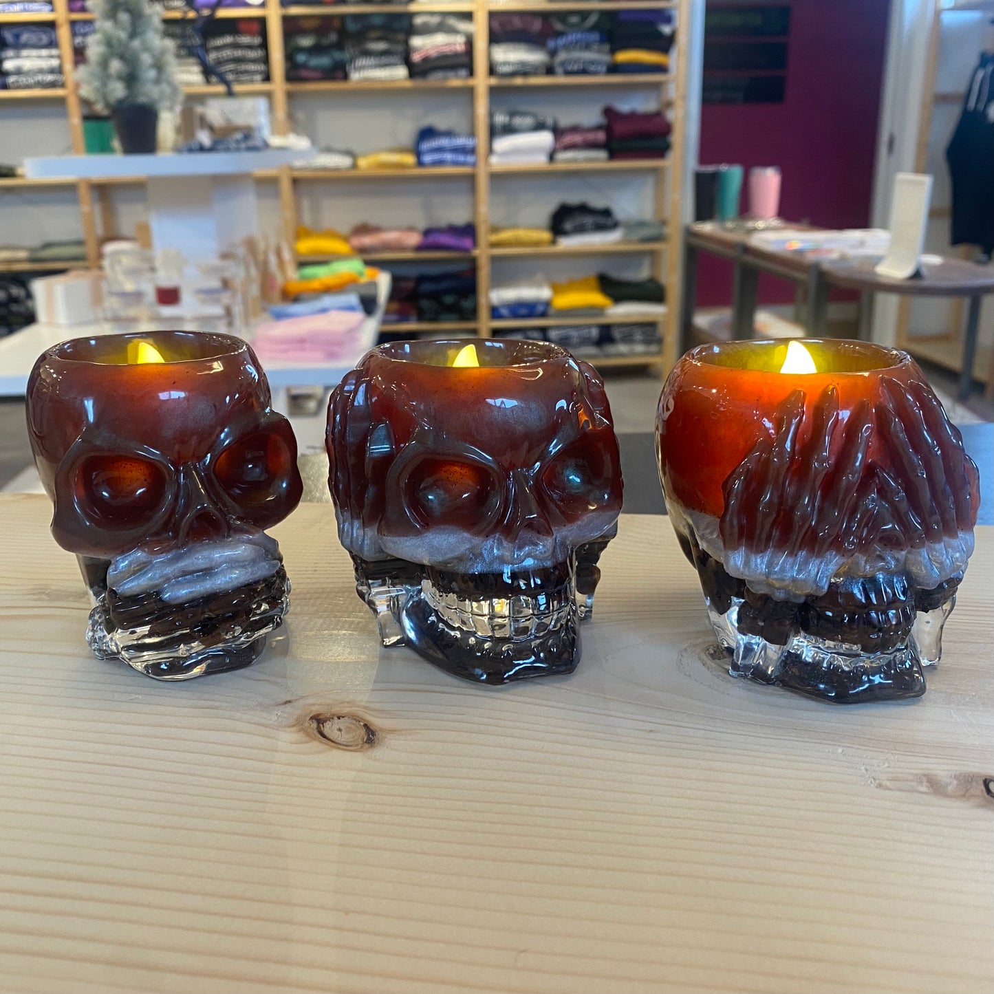 Skull Candle Holder Set