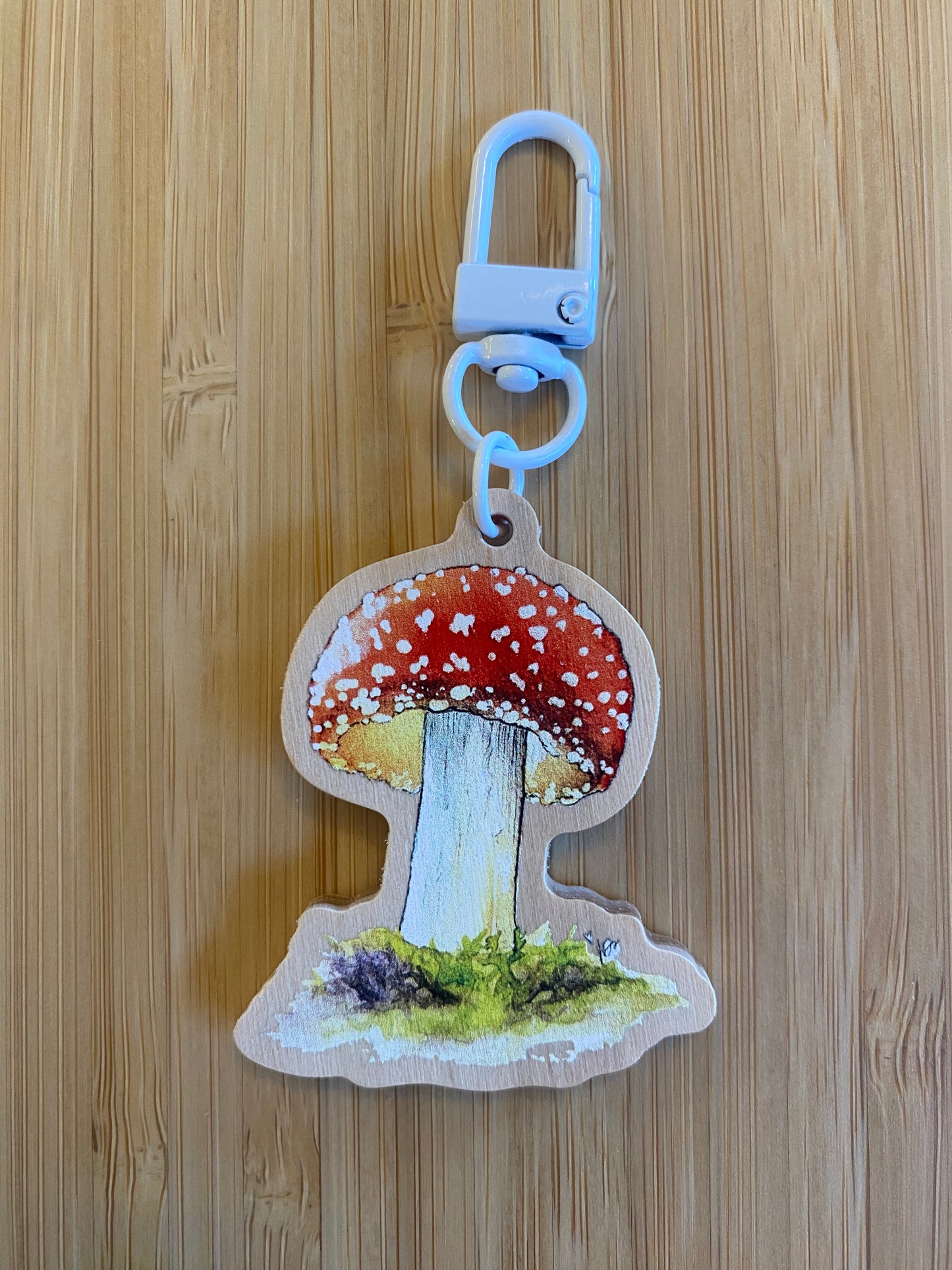 Round Red Mushroom Keychain