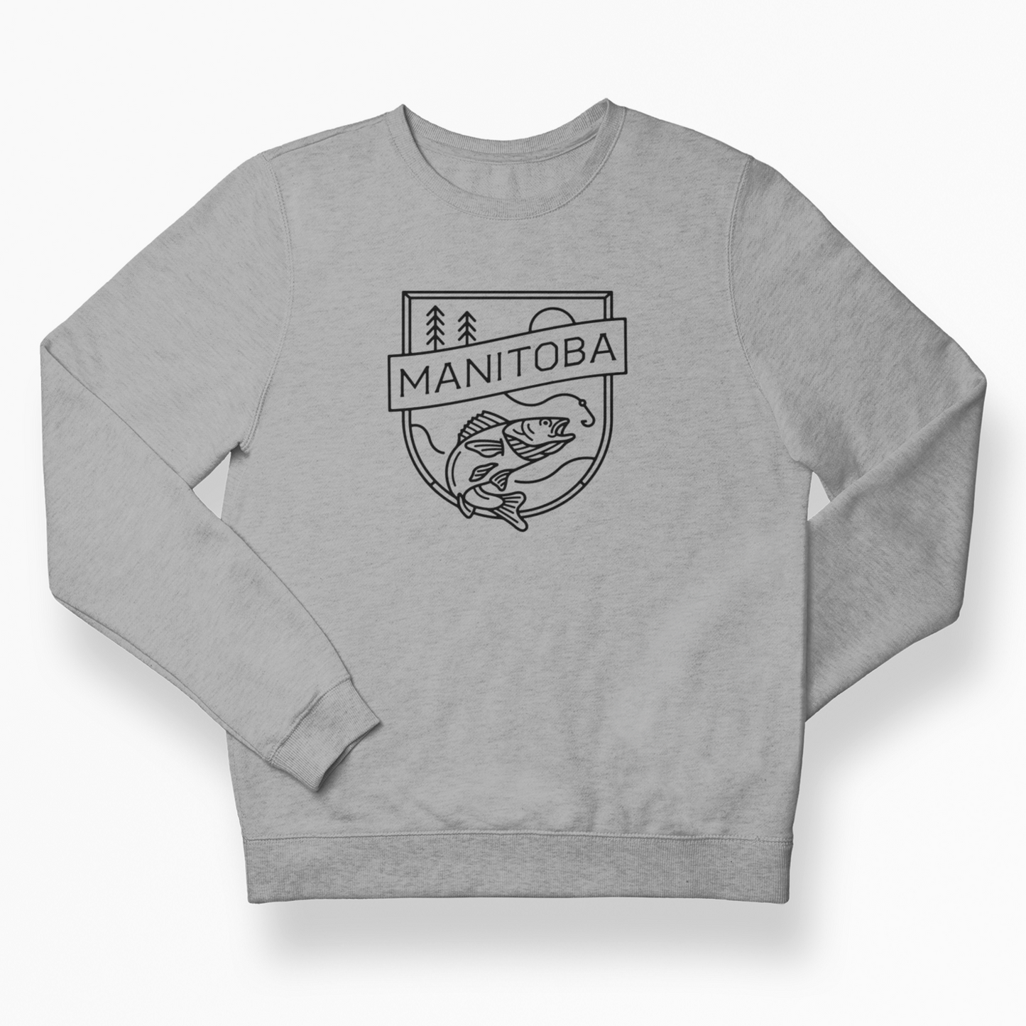 MB Angler Crewneck | Black on Athletic Grey