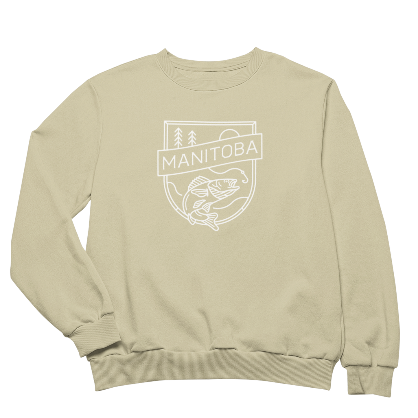 MB Angler Crewneck | White on Sandstone