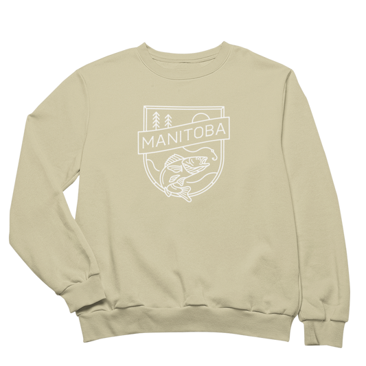 MB Angler Crewneck | White on Sandstone