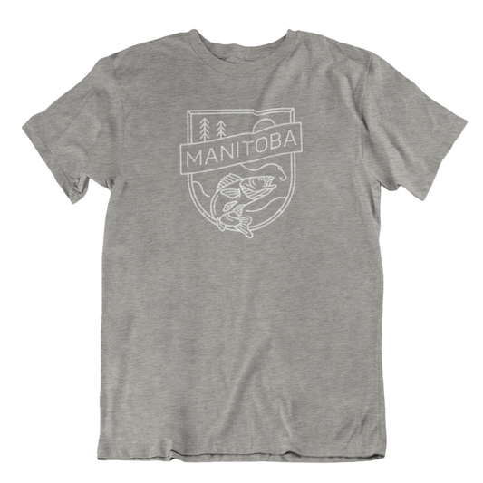 MB Angler Tee | White on Athletic Grey