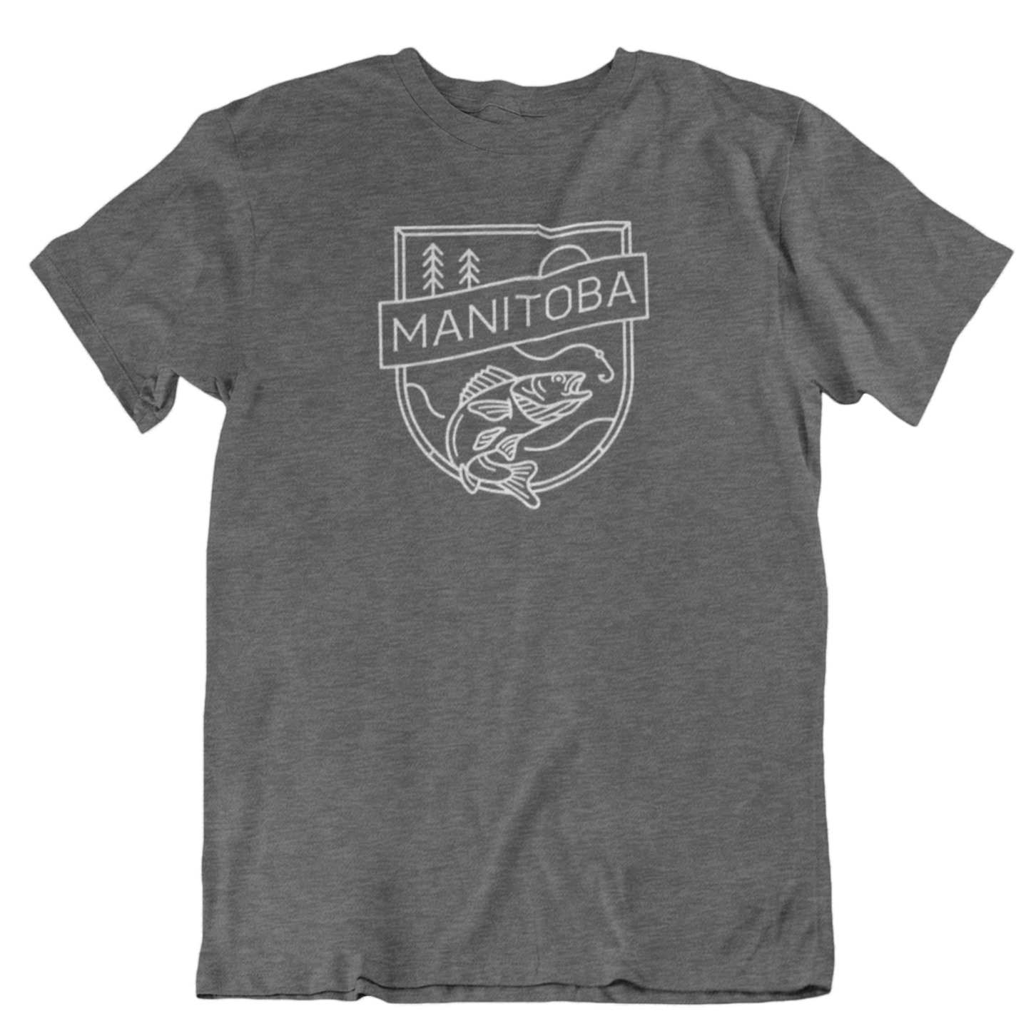 MB Angler Tee | White on Heather Charcoal