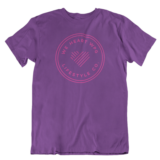 WHW Lifestyle Tee | Pink on Purple