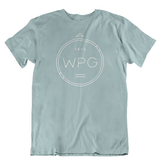 WPG Compass Tee | White on Dusty Blue