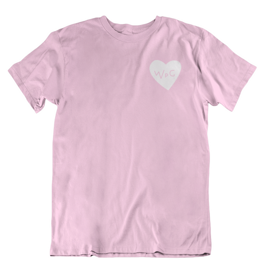 WPG Heart Tee | White on Pink